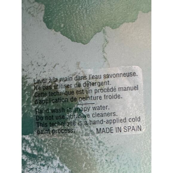 Vintage Recycled Glass Turquoise and Gold Large Bowl 16” - Picture 9 of 10